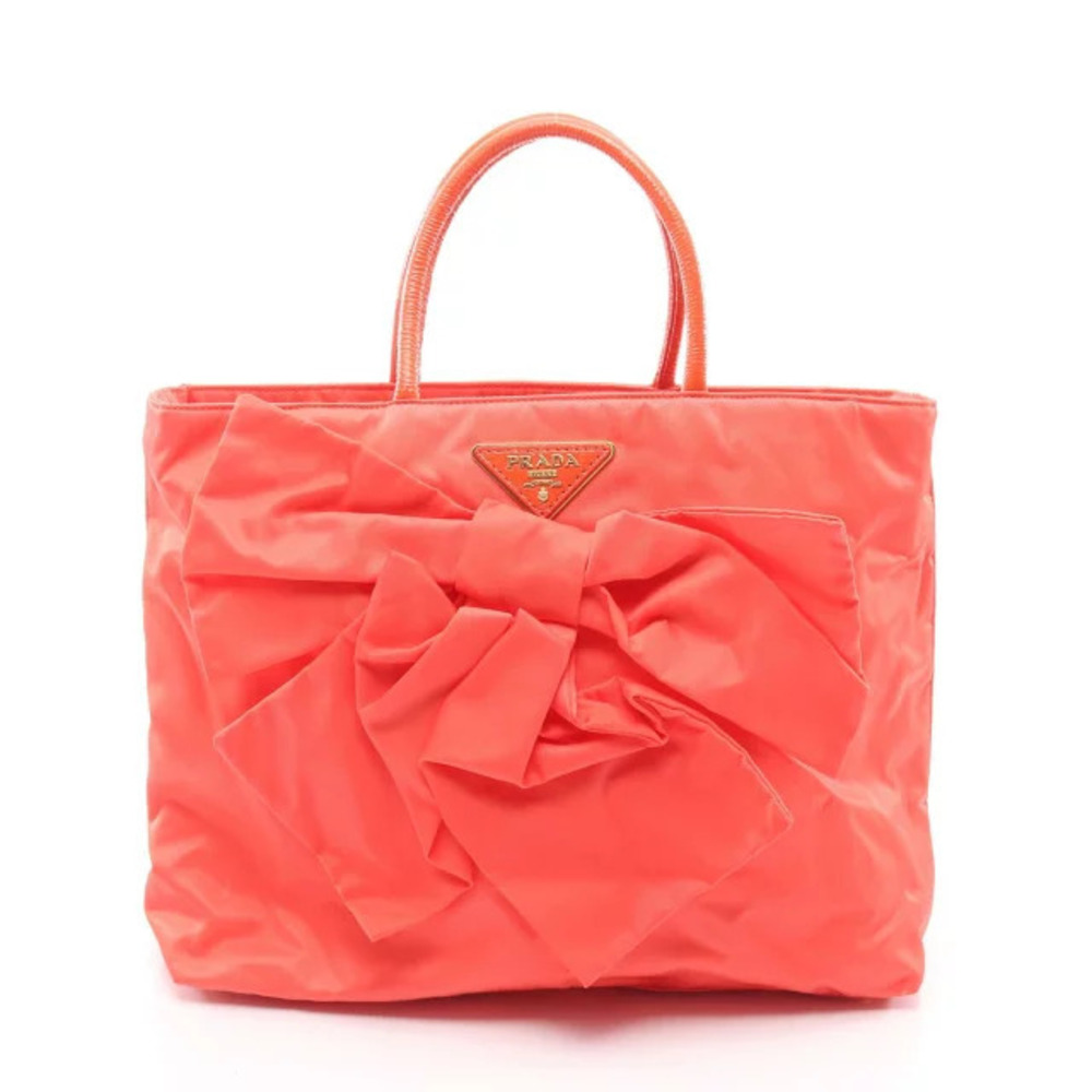 Prada TESSUTO Tote Bag Patent Vernis Leather Orange